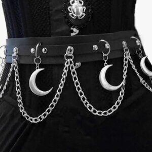 Moon Belt with Leather Goth Rave